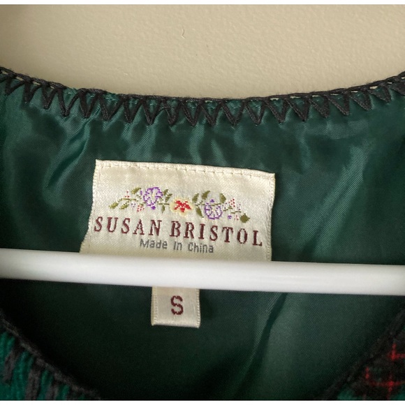 Vintage Susan Bristol Green & Red Patchwork Vest S - Picture 7 of 7